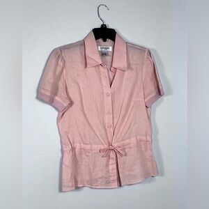 Georgiana By Naji Women's Peach Linen Short Sleeve Top EXC